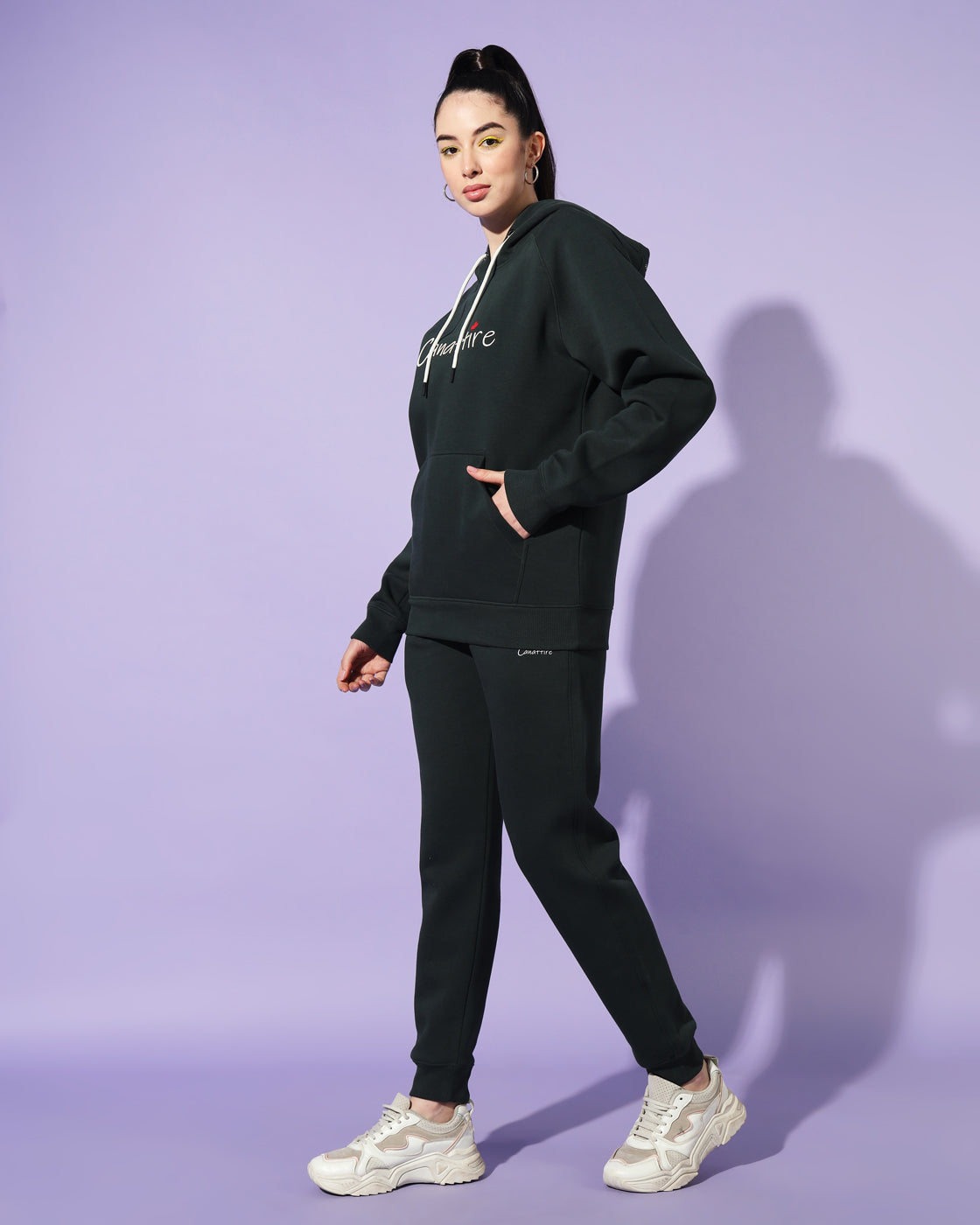 Stealth Navy Unisex Track Suit: Hoodie with Concealed Zip Pocket and Cut & Sew Details